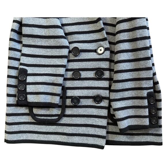 LOFT XS Petite striped double-breasted knit jacket gray black stripe blazer - Picture 6 of 8